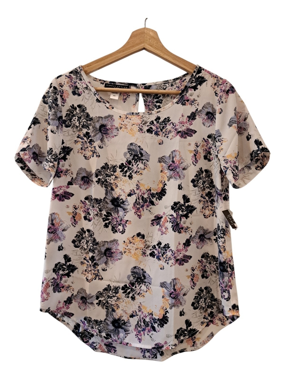 Simply Styled  Floral hi-Low tunic top Scoop-Neck Size M juniors